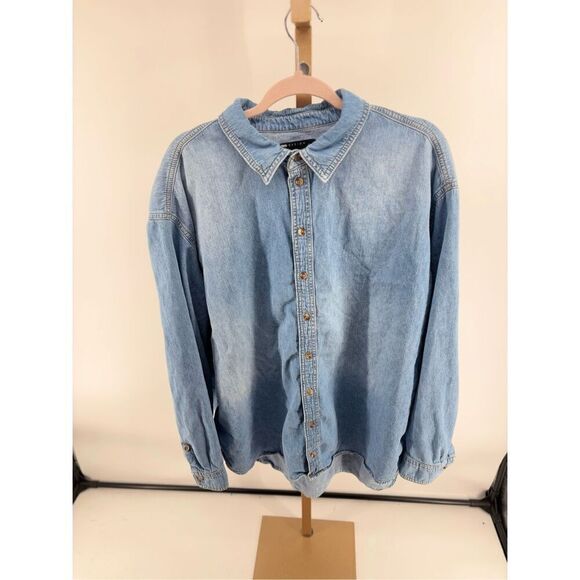 ASOS Curve Women’s Long Sleeve Button Down Denim Jean Shirt Size 14 100% cotton - Picture 11 of 12